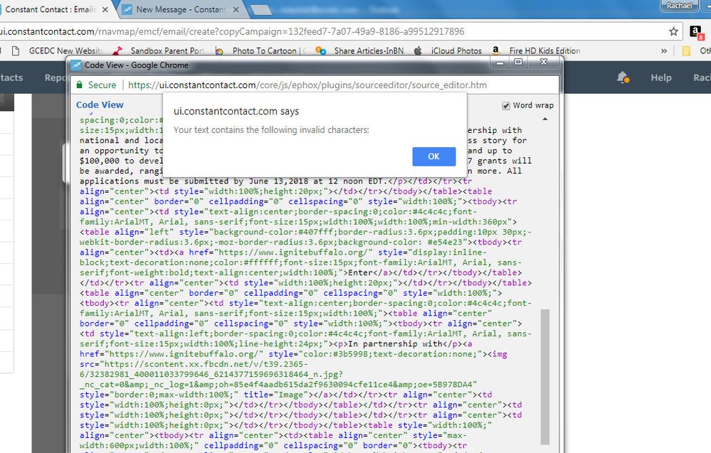 Html Code Error Invalid Character Does Not List Constant Contact Community