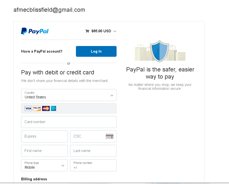 the PayPal page I was sent to forced me to either log in to PayPal or creat...
