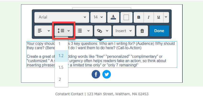 Solved Line Spacing Constant Contact Community