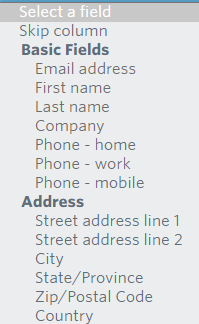 Match field names options