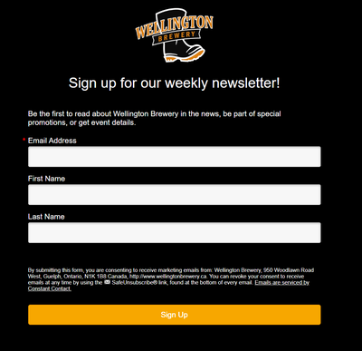 An example of a sign-up form visible on the website.