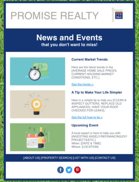 Constant Contact’s real estate newsletter templates make it easy to create scannable, compelling content.